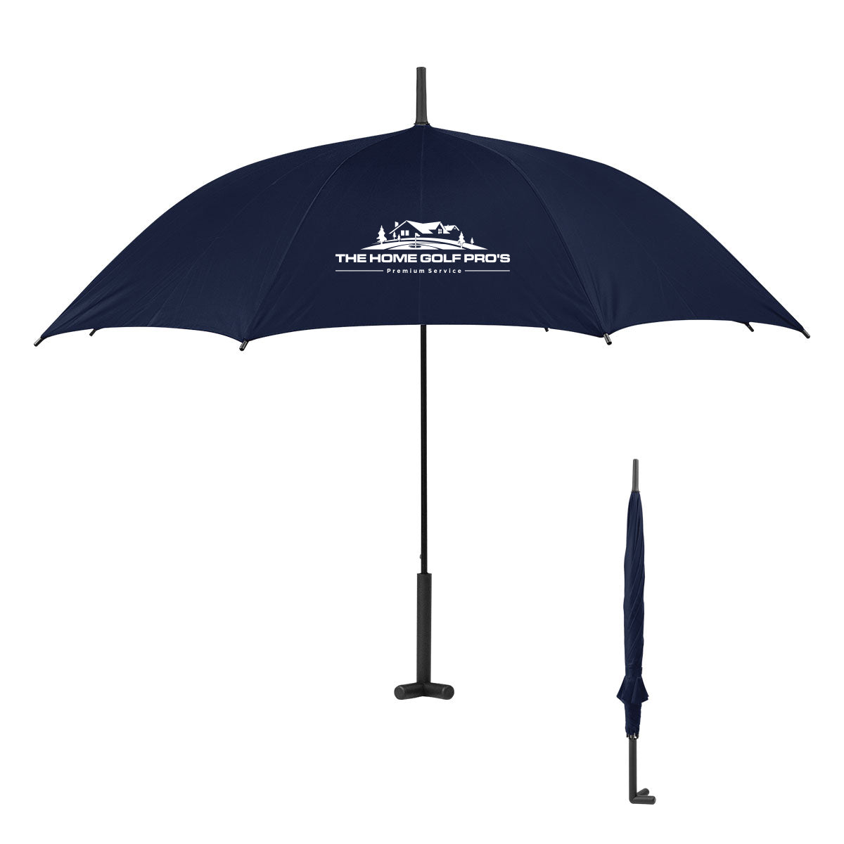 Umbrella with a Prop Stand, 46 Inch Arc - Navy - Silk Screen