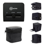 Universal Travel Adapter with Type-C, 20W - Black - Silk Screen