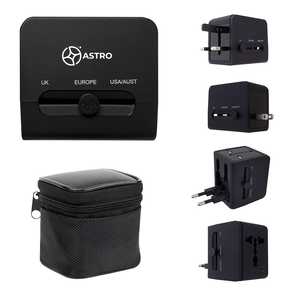 Universal Travel Adapter with Type-C, 20W - Silk Screen