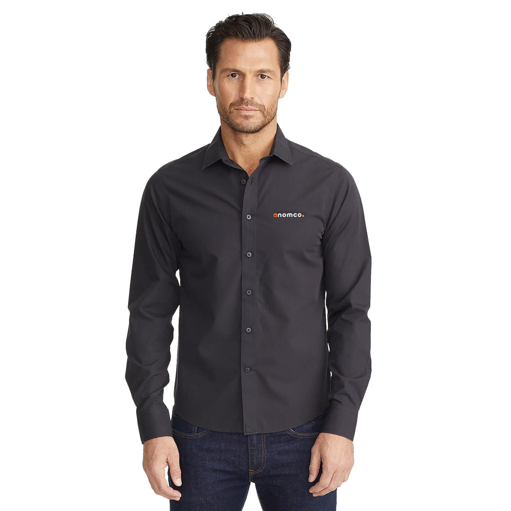 UNTUCKit Black Stone Slim Fit Wrinkle Free Shirt for Men Embroidery - Black - Front