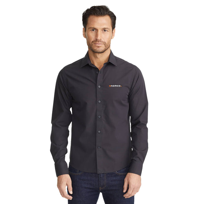UNTUCKit Black Stone Wrinkle Free Long Sleeve Shirt for Men Embroidery