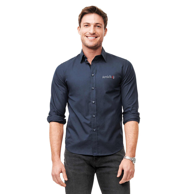 UNTUCKit Castello Slim Fit Wrinkle Free Poplin Shirt for Men Embroidery