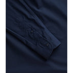 UNTUCKit Castello Wrinkle Free Poplin Shirt for Men Embroidery - Navy - On Model Front