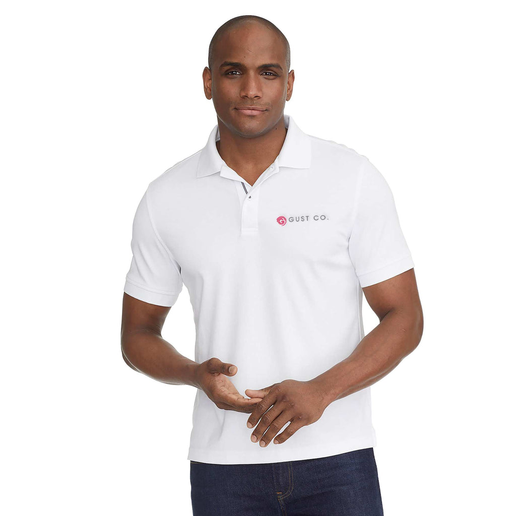 UNTUCKit Damaschino Wrinkle-Free Polo for Men Transfer - White - On Model Front