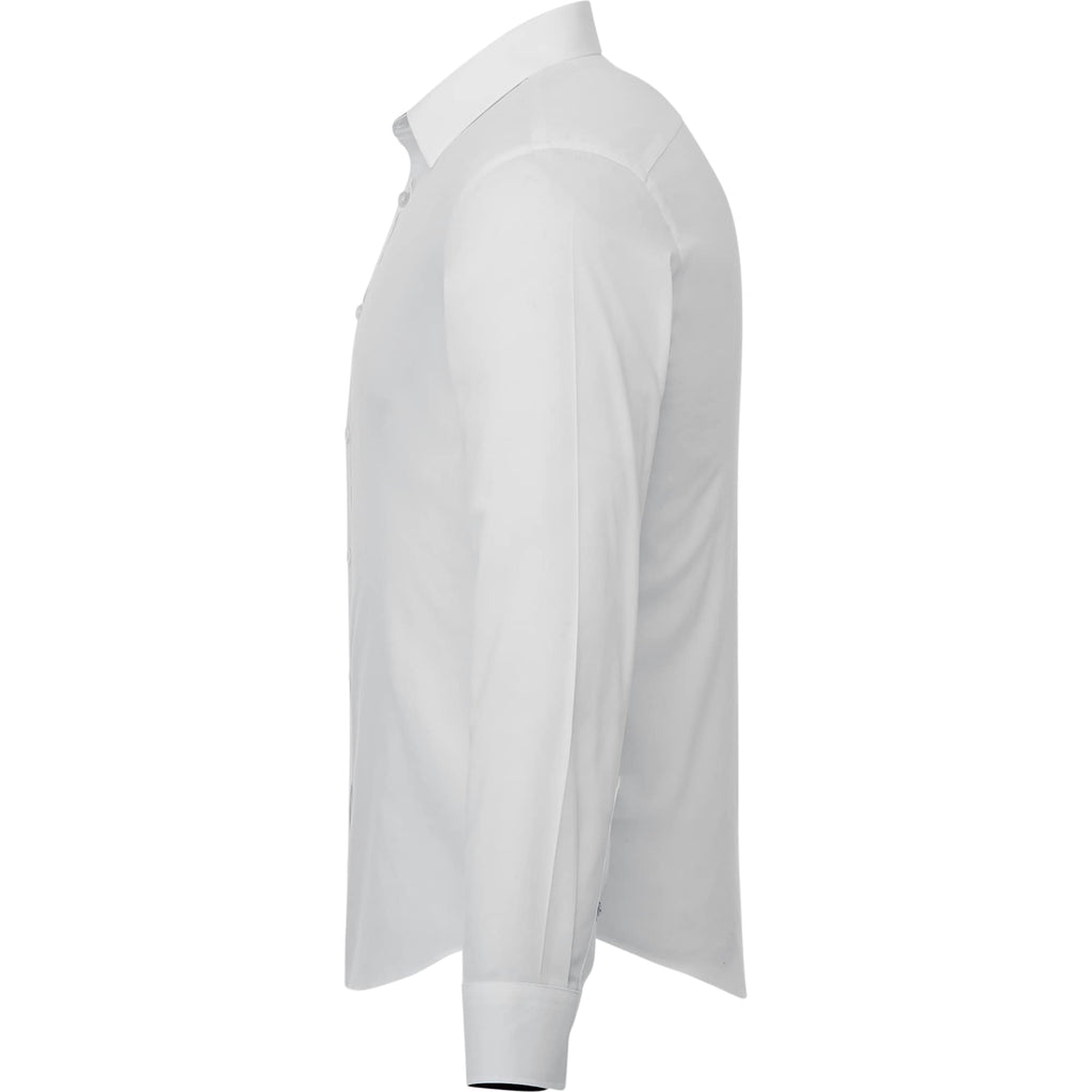 UNTUCKit Las Cases Special Shirt with Contrast Cuffs for Men Embroidery - White - Left Side