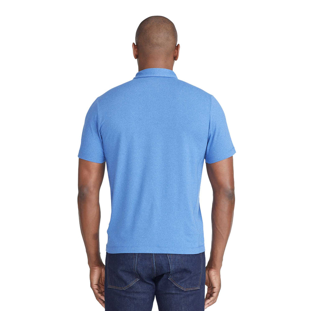 UNTUCKit Performance Knit Polo for Men Embroidery - China Blue - Back On Model