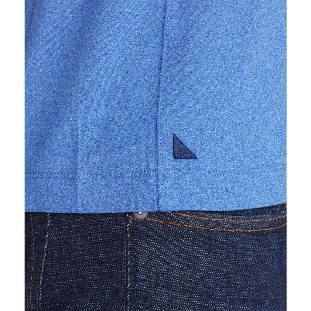 UNTUCKit Performance Knit Polo for Men Embroidery - China Blue - Front On Model 3