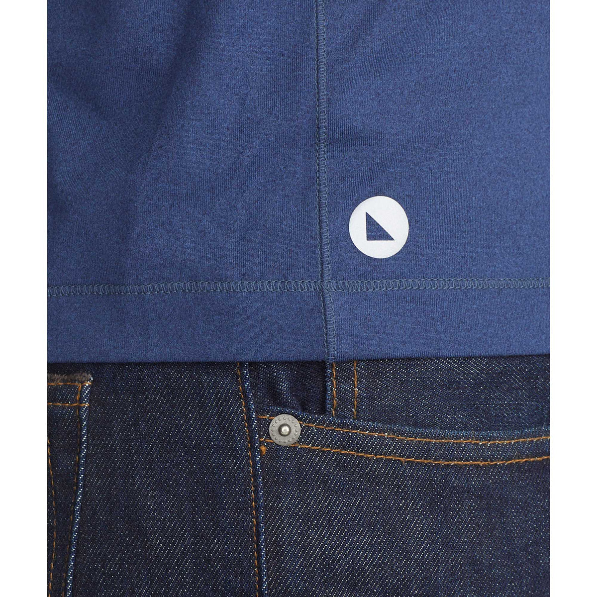 UNTUCKit Performance Knit Polo for Men Embroidery - Navy - Right Side On Model