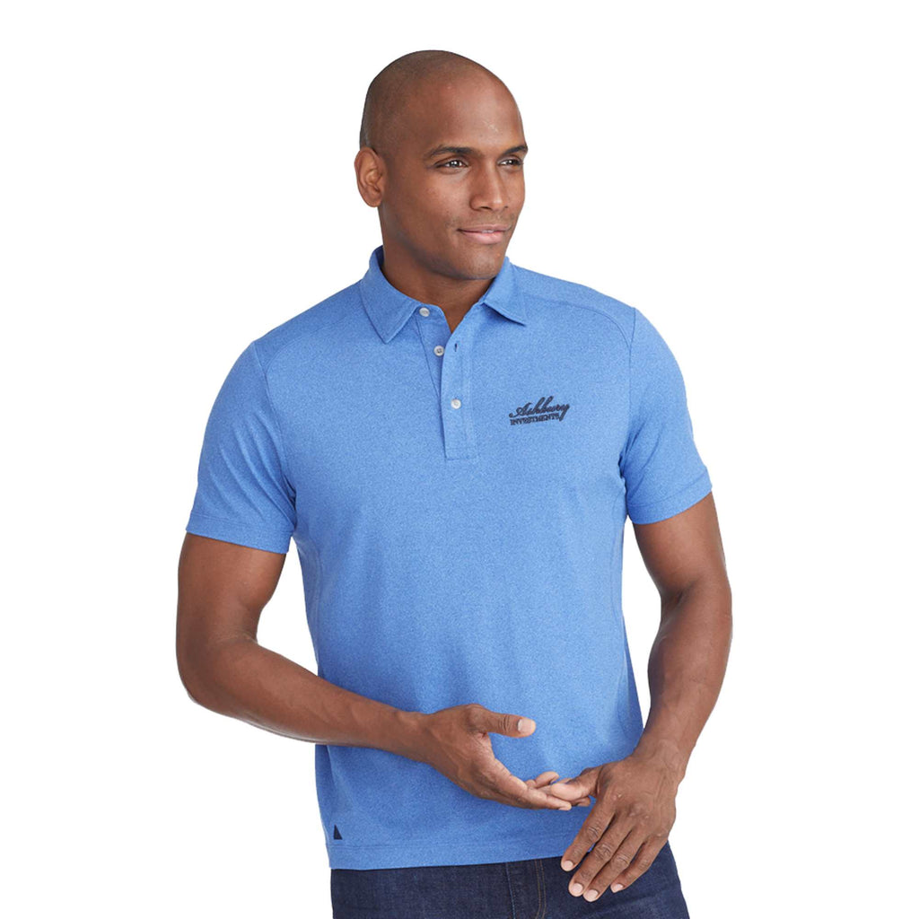 UNTUCKit Performance Knit Polo for Men Transfer - China Blue - Front On Model 2