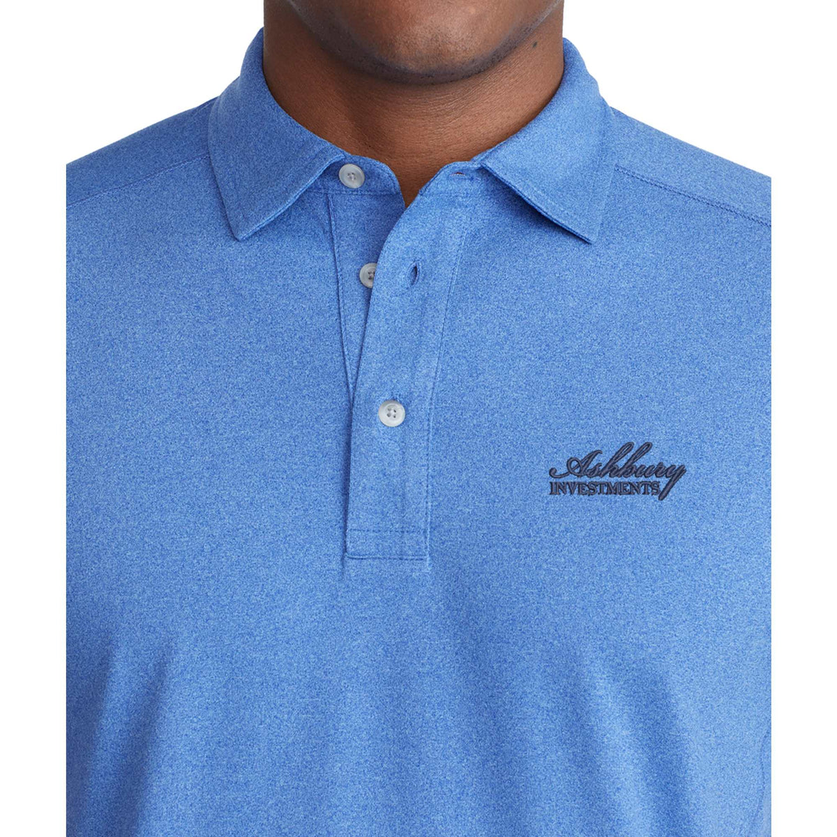 UNTUCKit Performance Knit Polo for Men Transfer - China Blue - Front On Model