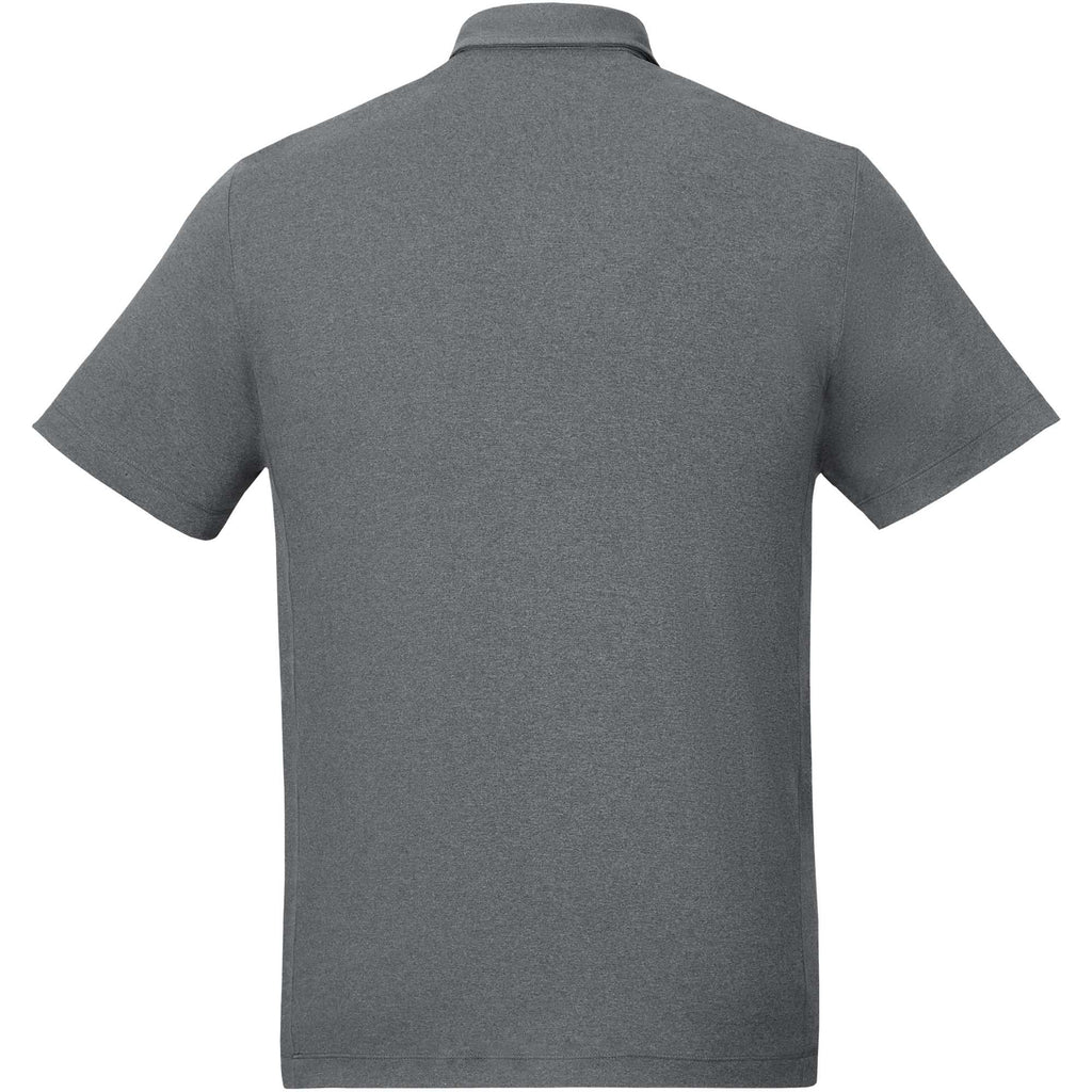 UNTUCKit Performance Knit Polo for Men Transfer - Medium Heather Grey - Back