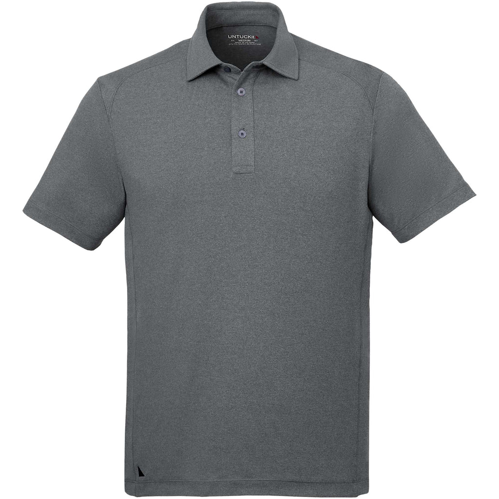 UNTUCKit Performance Knit Polo for Men Transfer - Medium Heather Grey - Front