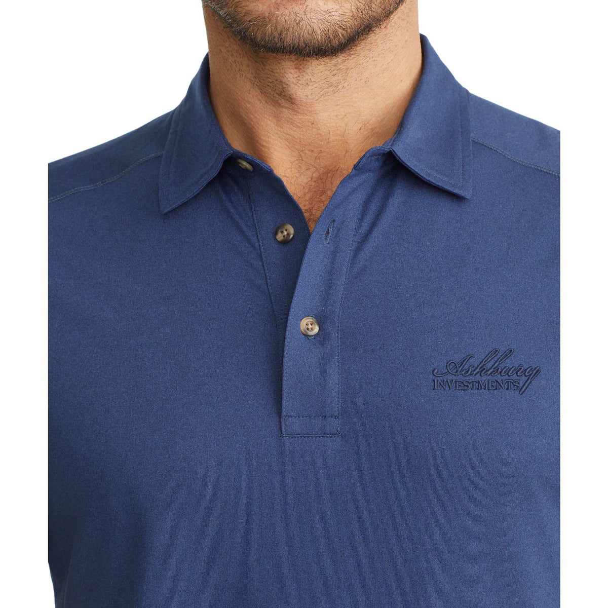 UNTUCKit Performance Knit Polo for Men Transfer - Navy - Front On Model