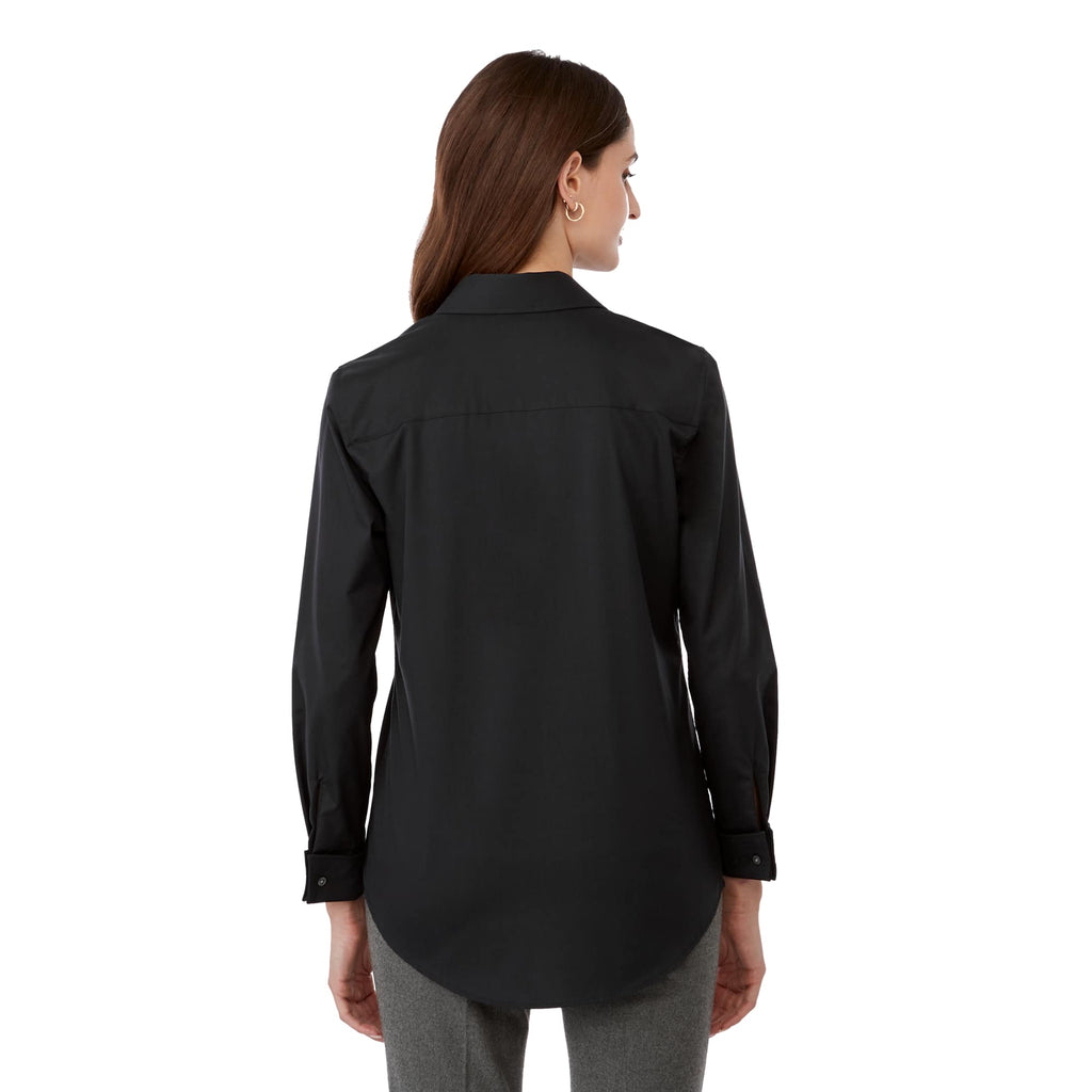 UNTUCKit Tracey Shirt with French Cuffs for Women Embroidery - Black - Back On Model