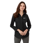 UNTUCKit Tracey Shirt with French Cuffs for Women Embroidery - Black - Front On Model 2