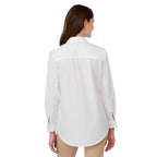 UNTUCKit Tracey Shirt with French Cuffs for Women Embroidery - White - Back On Model