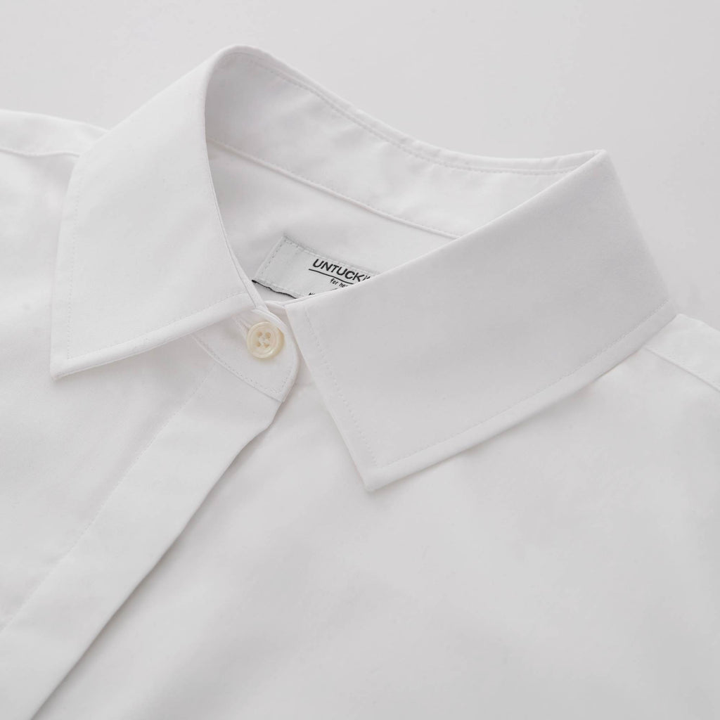 UNTUCKit Tracey Shirt with French Cuffs for Women Embroidery - White - Detail Collar