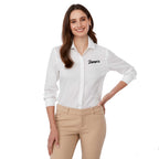 UNTUCKit Tracey Shirt with French Cuffs for Women Embroidery - White - Front On Model 3