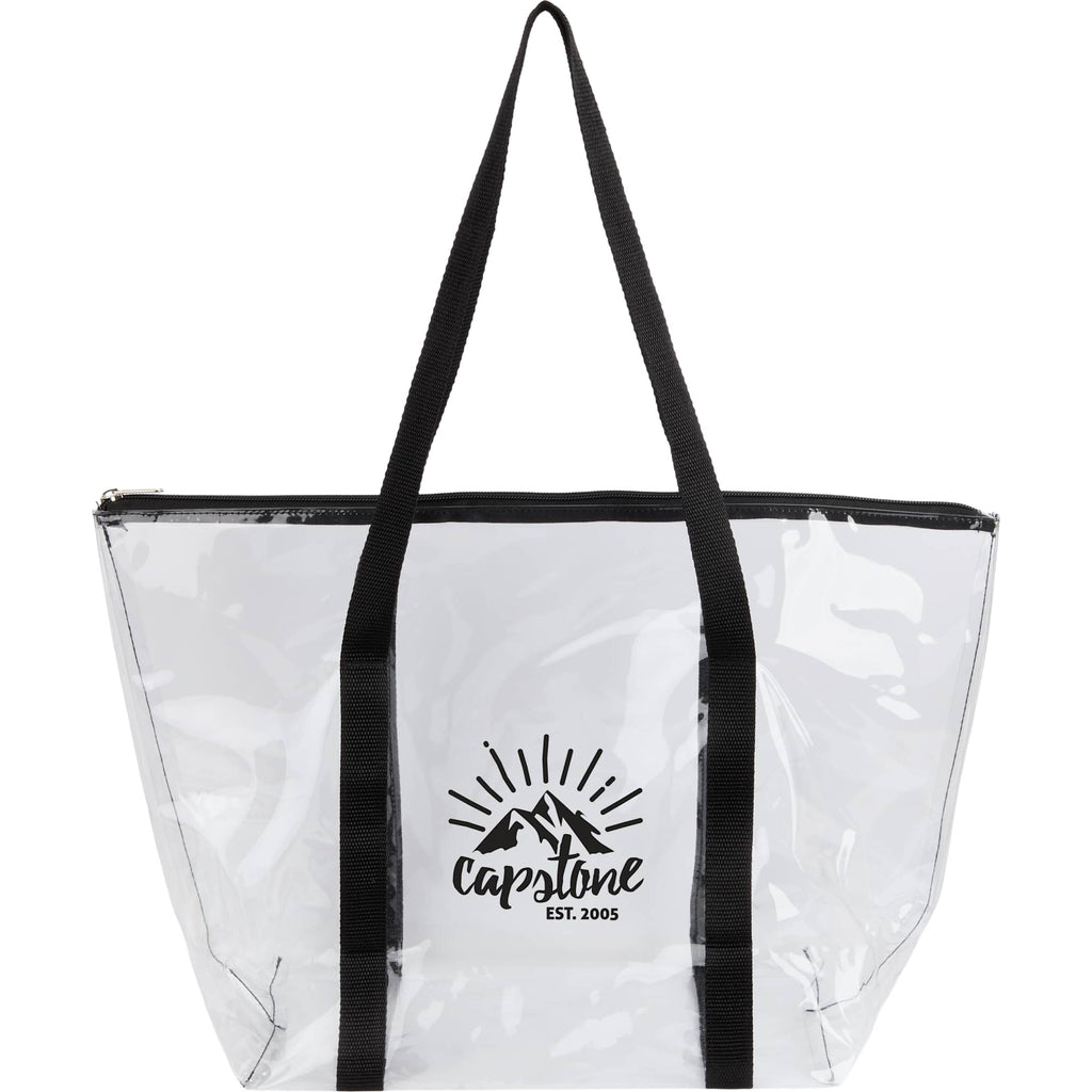 Urban Clear PVC Tote with Zip Closure - Black - Front