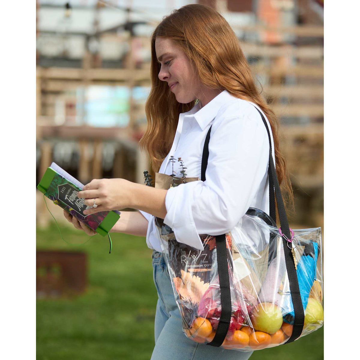 Urban Clear PVC Tote with Zip Closure - Black - Lifestyle 3