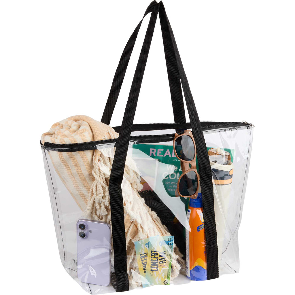 Urban Clear PVC Tote with Zip Closure - Black - Propped