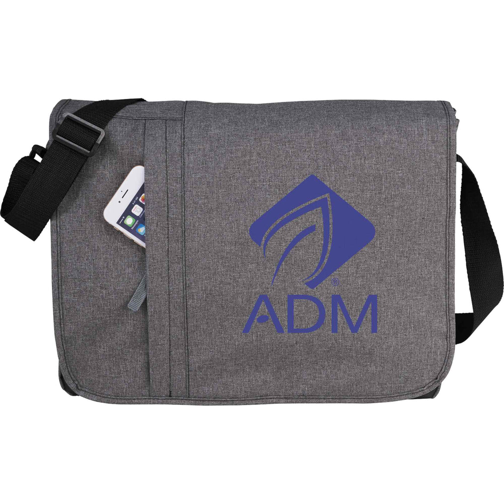 Urban Laptop Messenger with Vertical Front Zip, 15 Inches Full Color - Graphite - Front