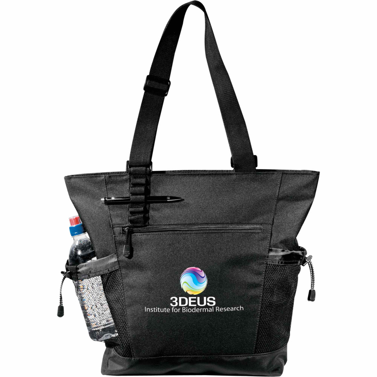 Urban Passage Business Travel Tote with Zip Top - Black - Front