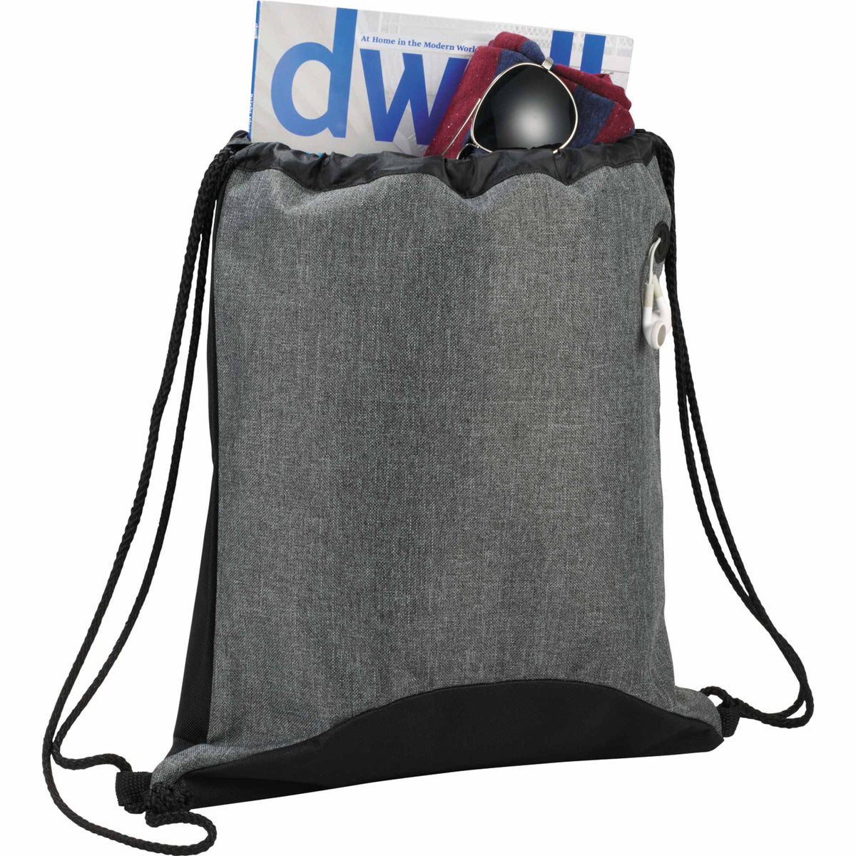 Urban PolyCanvas Drawstring Bag with Earbud Port - Graphite - Photo 2