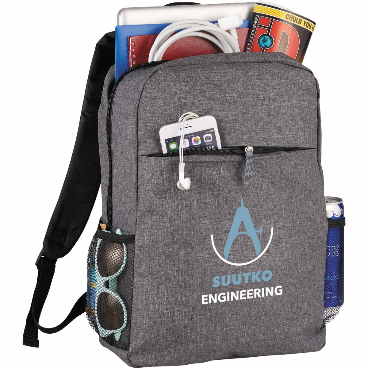Urban Polycanvas Laptop Backpack, 15 Inch Embroidery - Graphite - Photo