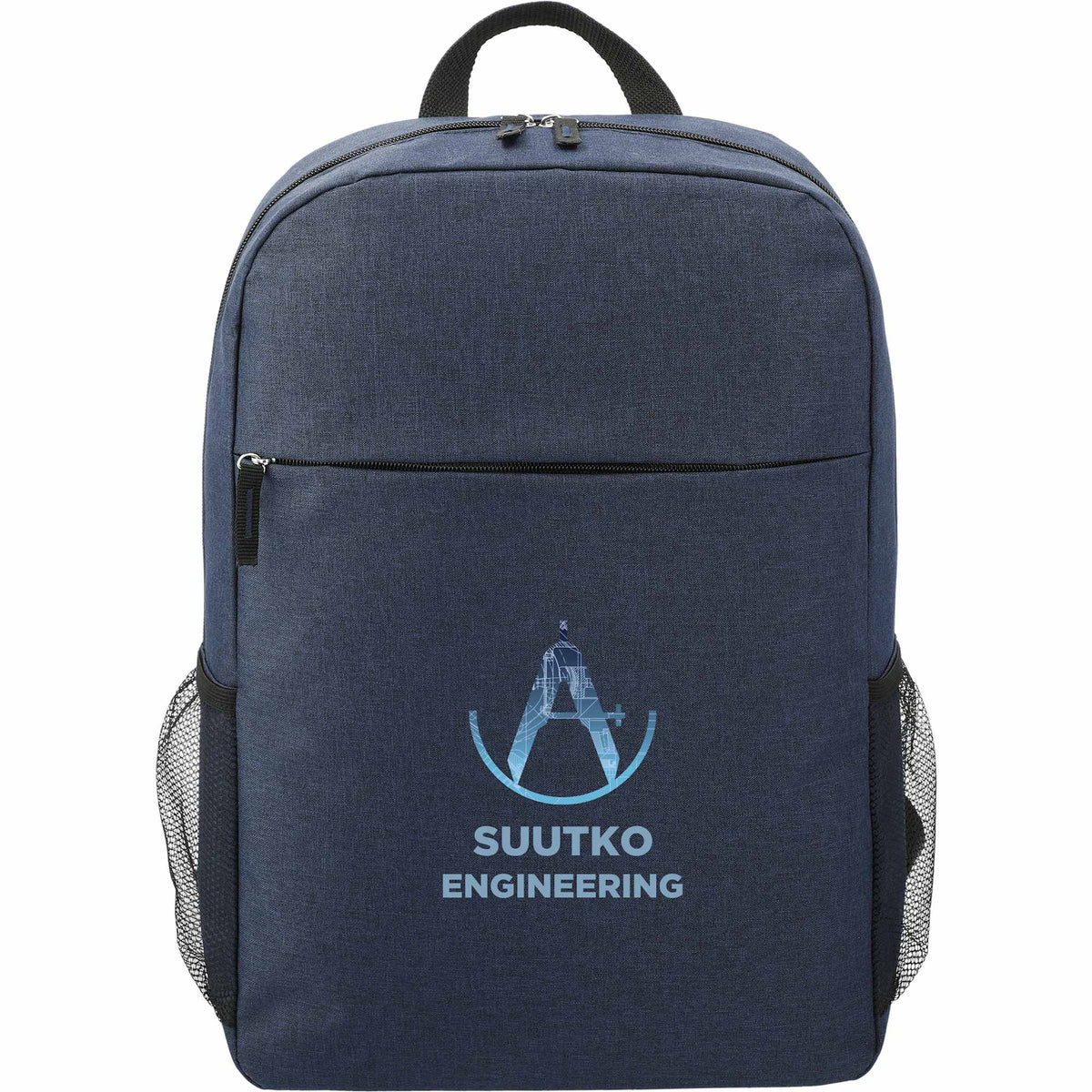 Urban Polycanvas Laptop Backpack, 15 Inch Embroidery - Navy - Front