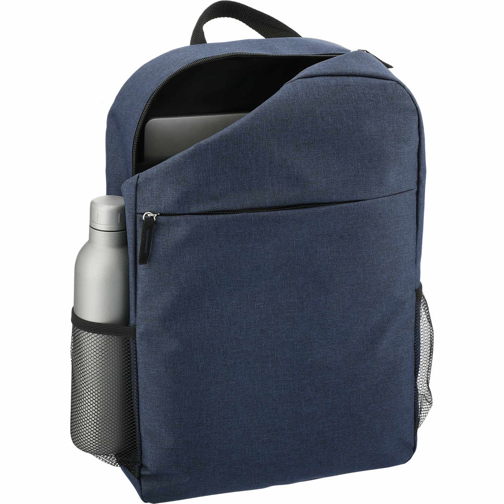 Urban Polycanvas Laptop Backpack, 15 Inch Embroidery - Navy - Propped 2