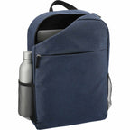 Urban Polycanvas Laptop Backpack, 15 Inch Embroidery - Navy - Propped 2