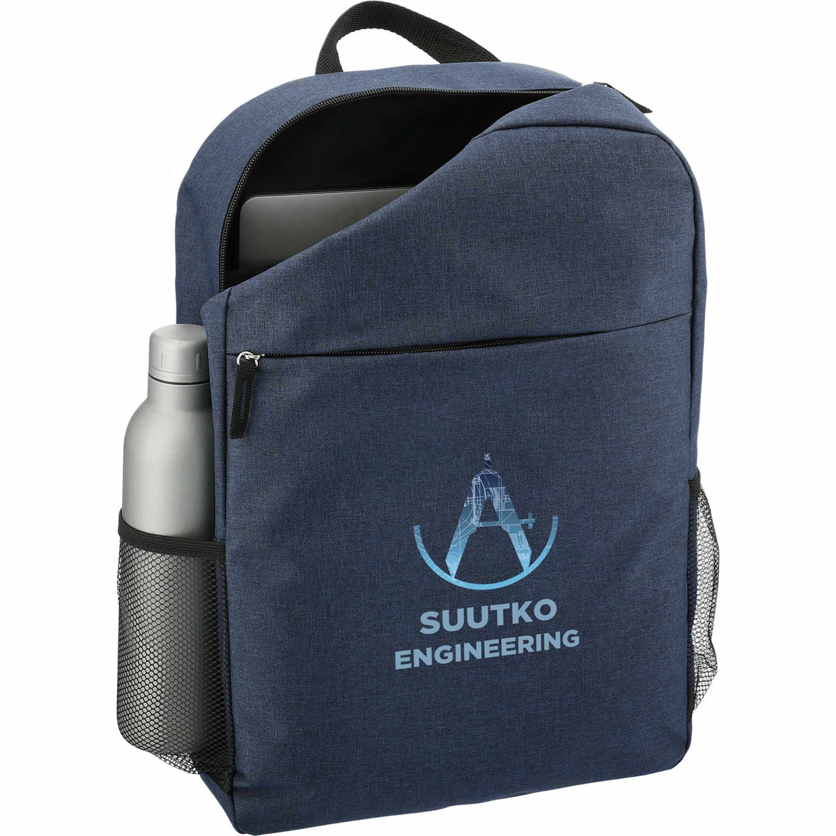 Urban Polycanvas Laptop Backpack, 15 Inch Full Color - Navy - Propped