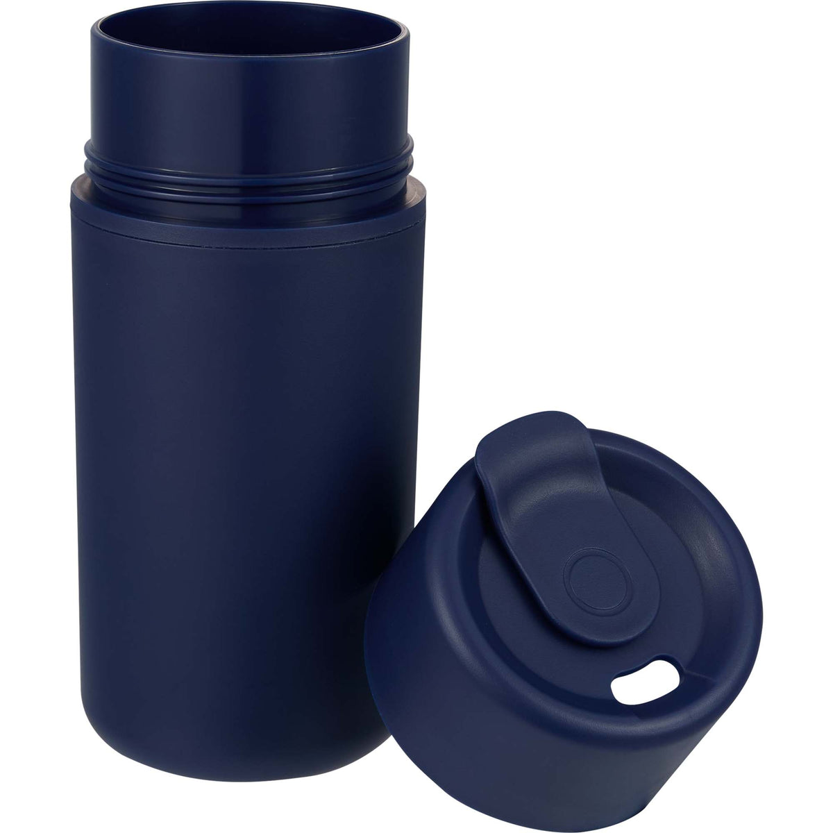 Urban Recycled Plastic Tumbler with Twist Lid, 16 oz - Navy - Lid Flat
