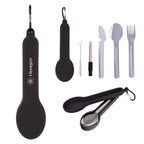 Utensil Set for Travel with a Silicone Holder - Black - Silk Screen