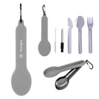 Utensil Set for Travel with a Silicone Holder - Gray - Silk Screen