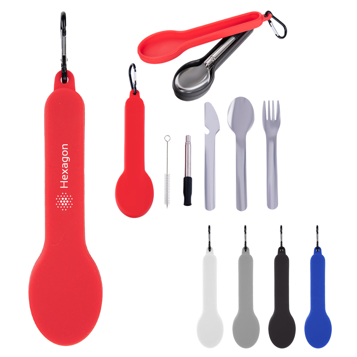 Utensil Set for Travel with a Silicone Holder