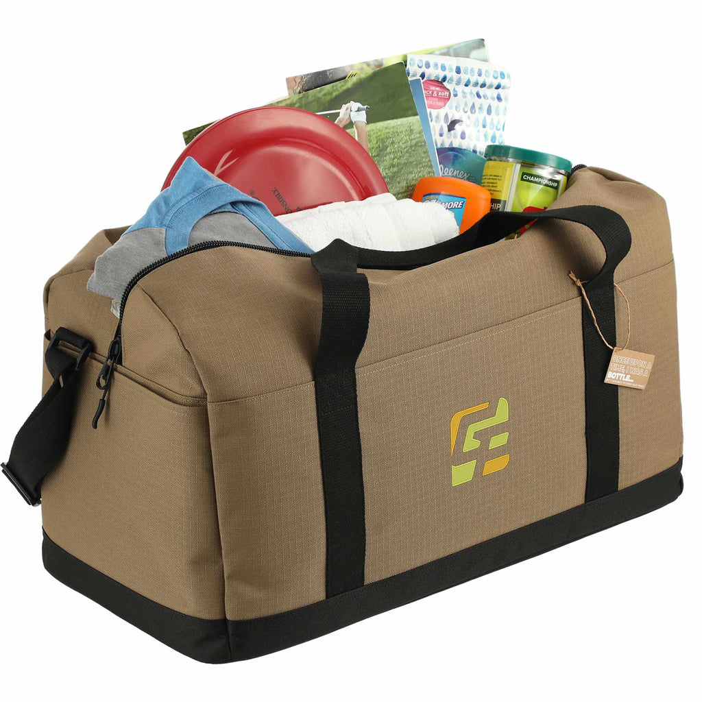 Utility Duffel Bag in Recycled Ripstop, 21 Inches Embroidery - Brown - Right Angle 2
