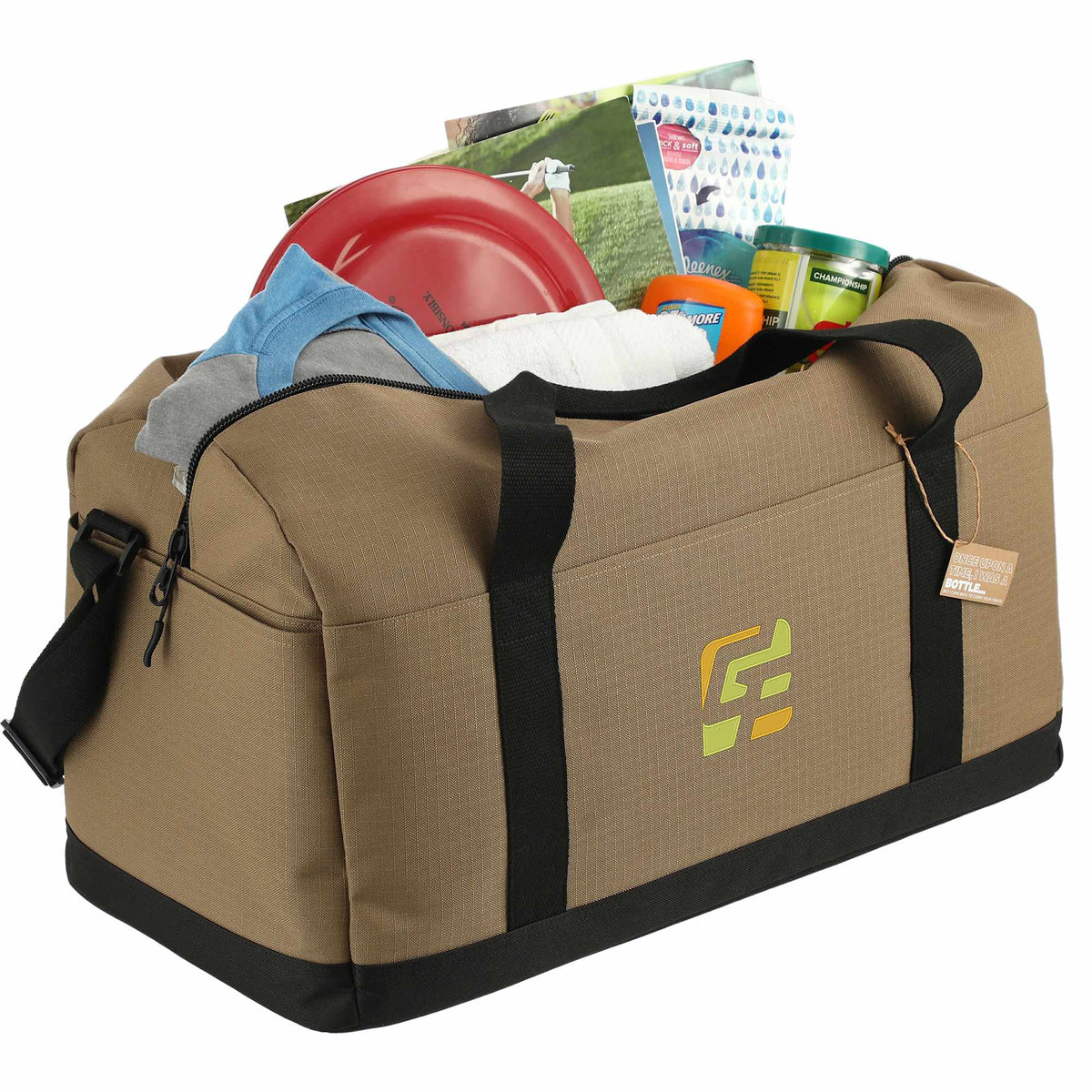 Utility Duffel Bag in Recycled Ripstop, 21 Inches Transfer - Brown - Right Angle 2