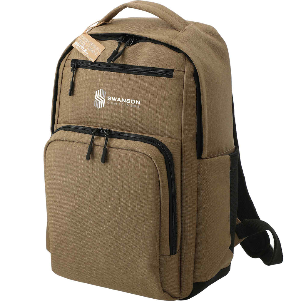Utility Insulated Backpack in Recycled Ripstop, 15 Inch Transfer - Brown - Left Angle