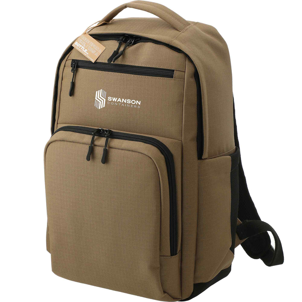 Utility Insulated Backpack in Recycled Ripstop, 15 Inch Transfer - Brown - Left Angle