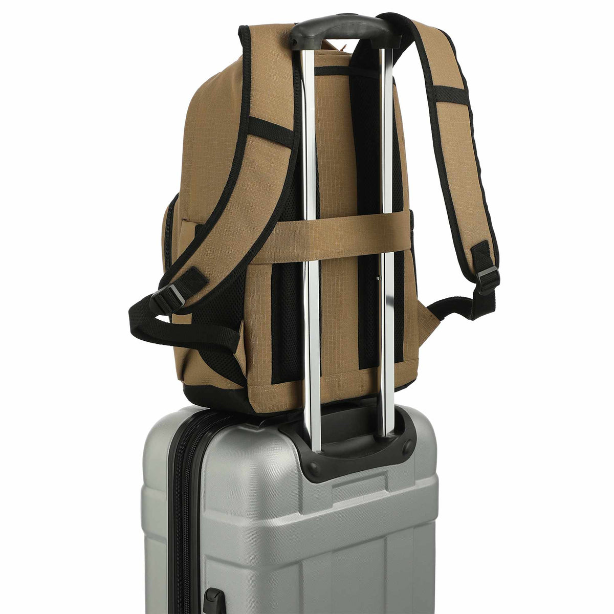 Utility Insulated Backpack in Recycled Ripstop, 15 Inch Transfer - Brown - Right Angle 3