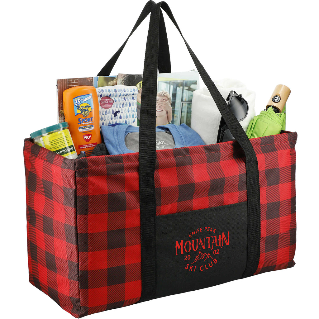 Utility Tote in Buffalo Plaid Full Color - Red/Black - Right Angle 2