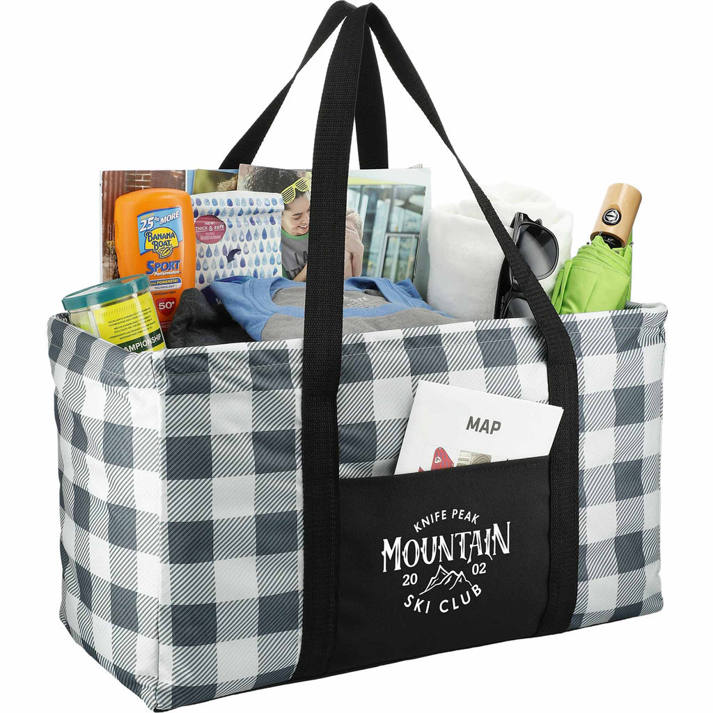 Utility Tote in Buffalo Plaid Full Color - White/Black - Right Angle 2