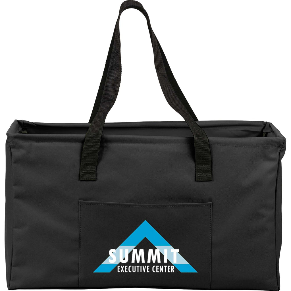 Utility Tote with Wire Rim, Large Full Color - Black - Front