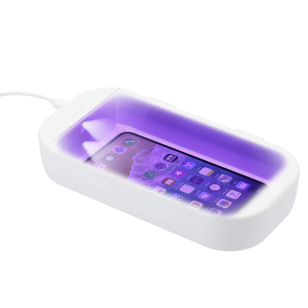 UV-C Phone Sanitizer Box for the Desk Full Color - White - Left Angle