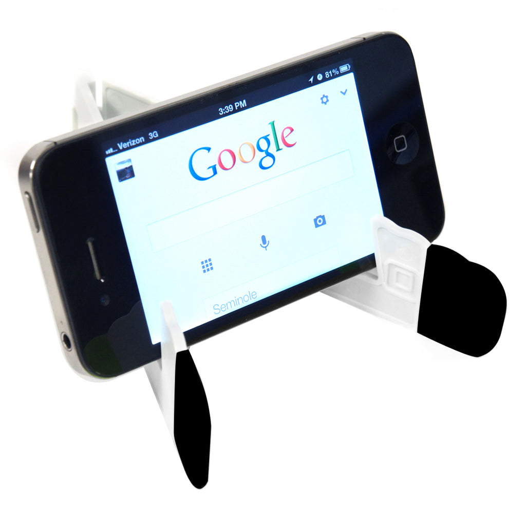 V-Fold Stand for Tablets and Phones - White with Black - Phone