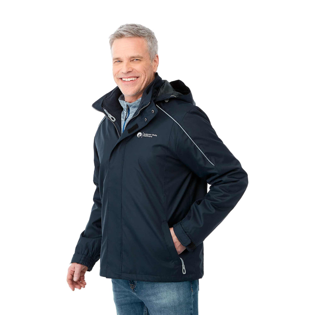 Valencia 3-in-1 Jacket with Fleece Liner for Men Transfer - Navy 410 - Front On Model