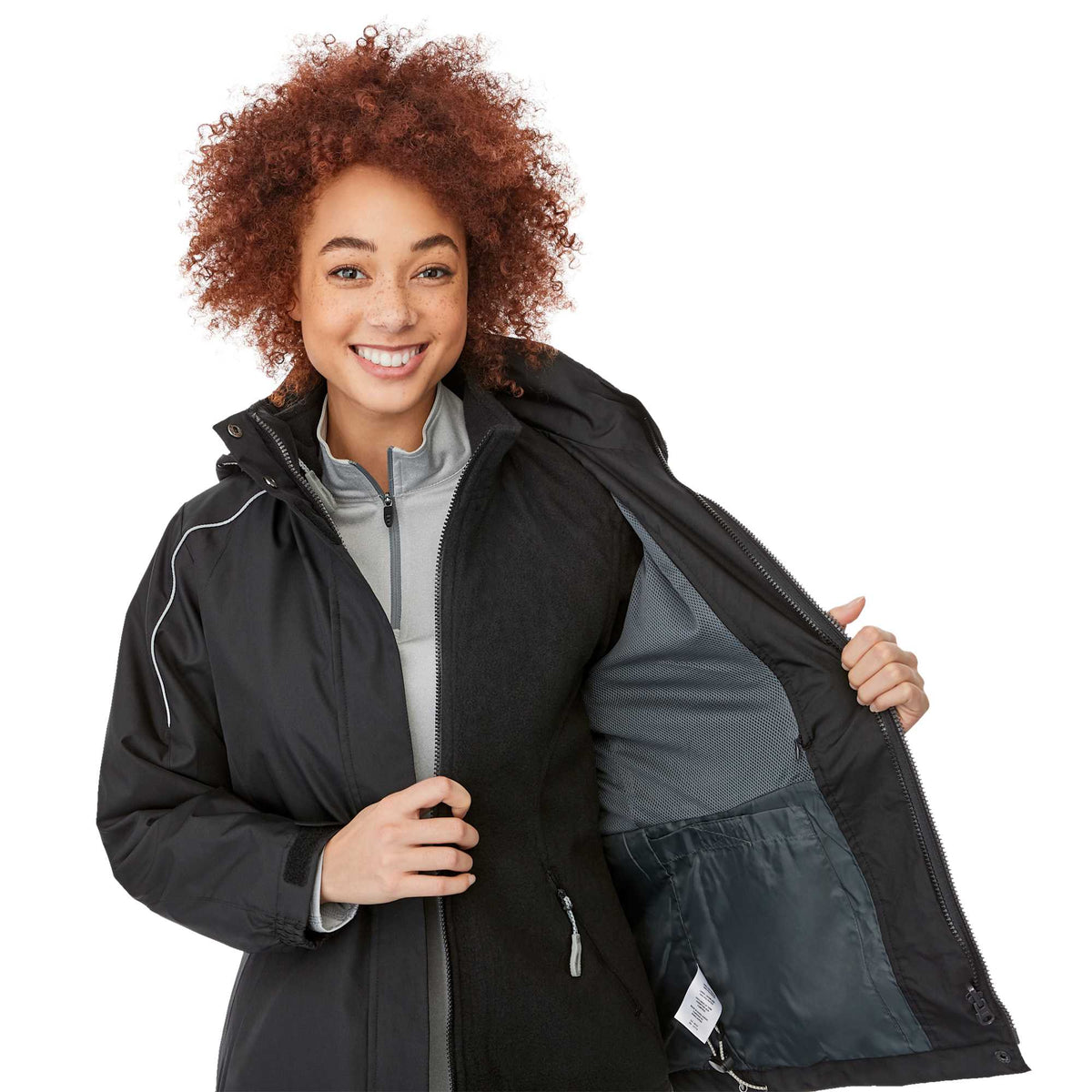 Valencia 3-in-1 Jacket with Fleece Liner for Women Transfer - Black - On Model 2