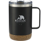 Valhalla Copper Camp Mug with Cork Base, 14 oz - Black - Front